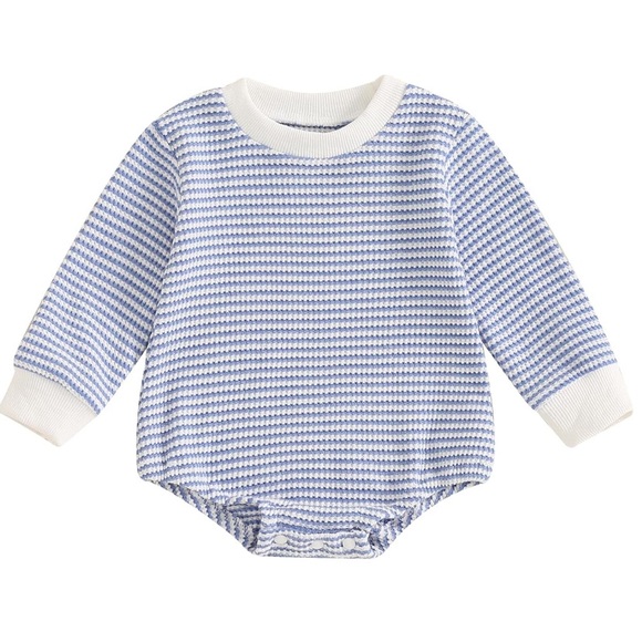 Other - NIP Blue White Bubble Waffle Knit Onesie